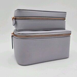 Rachel Zoe Travel Cases Makeup Case Jewelry Case Purple Gold EUC Set‎ Of Two Zip